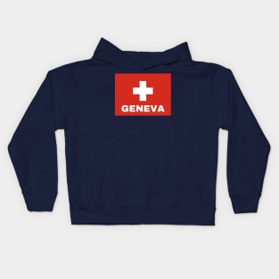 Geneva City in Swiss Flag Kids Hoodie